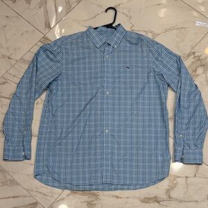 Vineyard Vines Light Blue Plaid Performance Button-Down Shirt